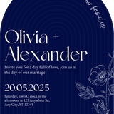 luxury arch shaped wedding invitations in navy blue - fully personalised elegant wedding invitations premium