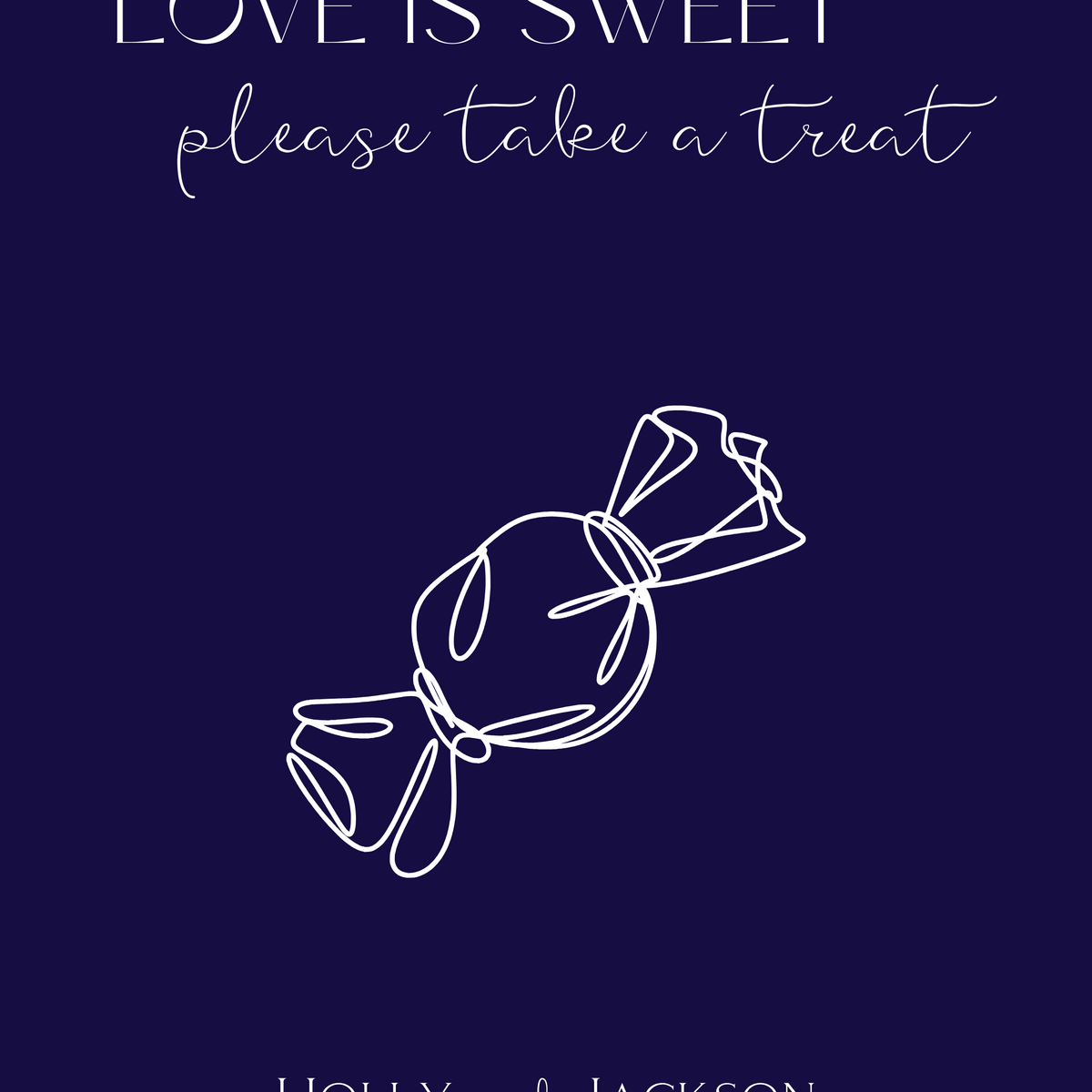 navy blue love is sweet sign - wedding sweet table sign - love is sweet please take a treat sign for wedding