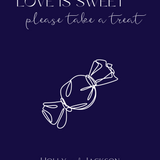 navy blue love is sweet sign - wedding sweet table sign - love is sweet please take a treat sign for wedding