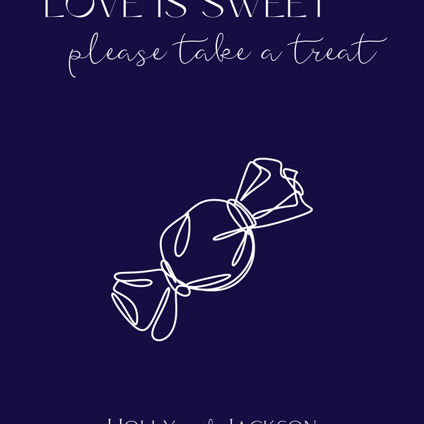 navy blue love is sweet sign - wedding sweet table sign - love is sweet please take a treat sign for wedding