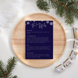 navy blue snowflakes wedding invites - custom wedding invites uk - personalised wedding invitations for winter wedding