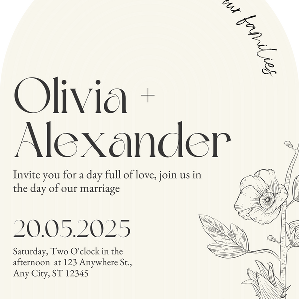 luxury arch shaped wedding invitations in chic ivory - fully personalised elegant wedding invitations premium