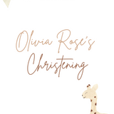 Personalised Christening Welcome Sign – A beautifully designed welcome sign featuring the baby’s name and event details, displayed on an easel at a christening venue.