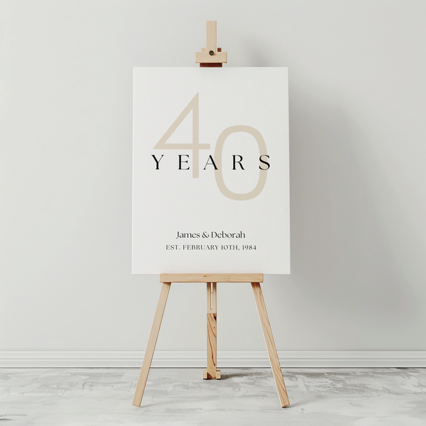 Customizable Anniversary Welcome Board – A personalized anniversary sign with editable text, showcasing a modern and stylish layout.