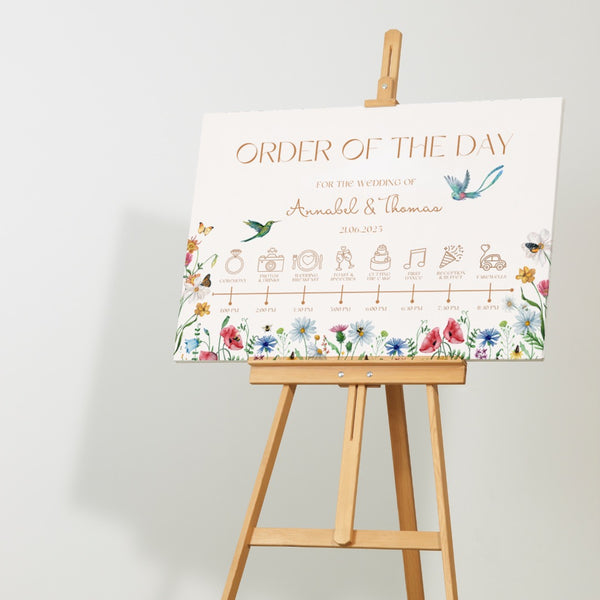 Wild Flowers Order Of The Day Wedding Sign