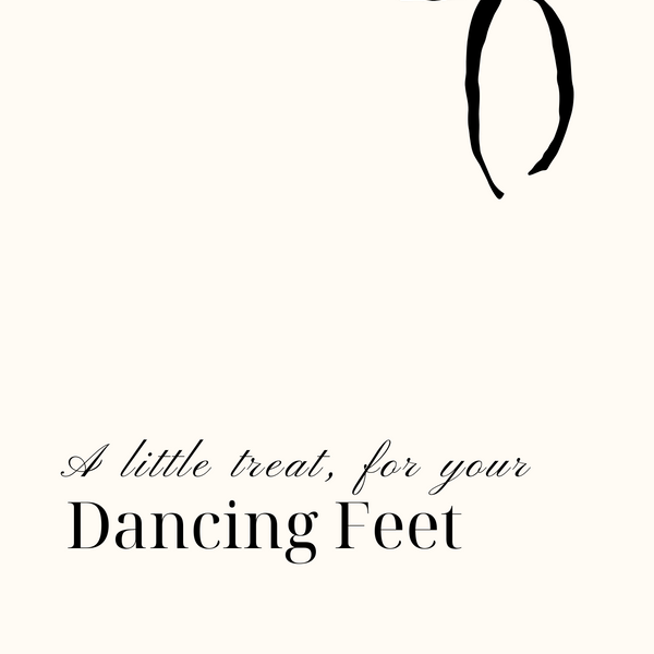 A stylish wedding sign reading "A little treat for your dancing feet, please take a pair", displayed next to a basket of flip-flops for guests. The design features elegant typography, perfect for a wedding reception.