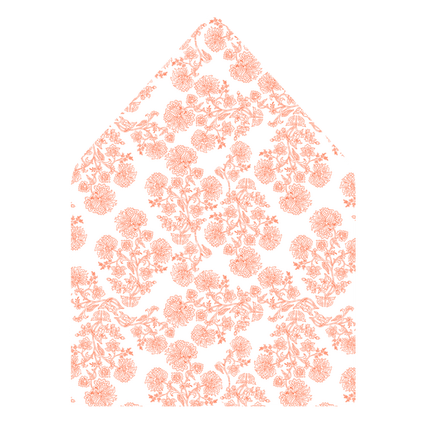 A flat lay of elegant wedding invitation envelopes, partially open to reveal beautifully designed envelope liners in various styles, including floral, modern, and classic patterns. The envelope inserts add a touch of luxury and sophistication to the stationery set.