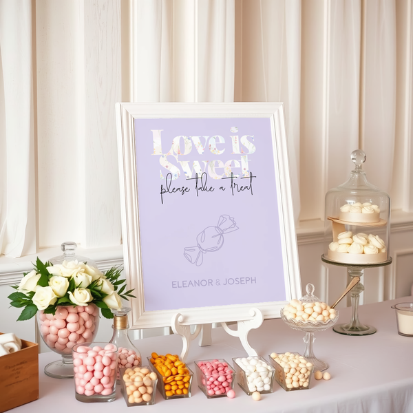 Love is Sweet Wedding Table sign - personalised sweet table sign for wedding