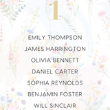 Custom Wedding Seating Plan Cards A5 or A6 – Elegant A5 or A6 wedding seating plan cards printed on 350gsm cardstock, featuring table numbers and guest names.