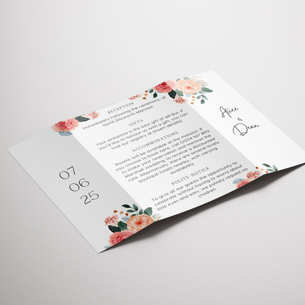 Peach & Pink Floral Gatefold Wedding Invitations