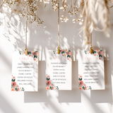 Custom Wedding Seating Plan Cards A5 or A6 – Elegant A5 or A6 wedding seating plan cards printed on 350gsm cardstock, featuring table numbers and guest names.
