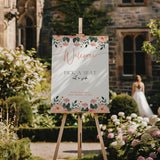 peach floral pick a seat not a side wedding ceremony sign - a personalised