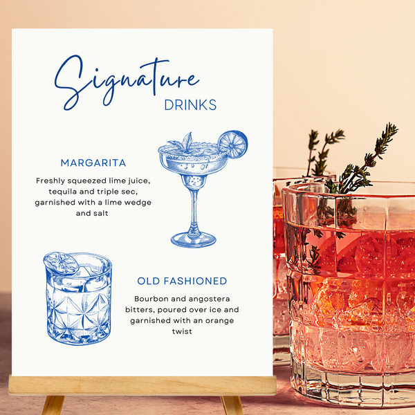 Royal Blue Signature Drinks Sign