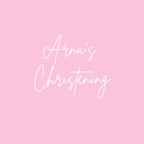 Personalised Christening Welcome Sign – A beautifully designed welcome sign featuring the baby’s name and event details, displayed on an easel at a christening venue.