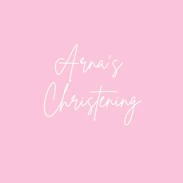 Personalised Christening Welcome Sign – A beautifully designed welcome sign featuring the baby’s name and event details, displayed on an easel at a christening venue.