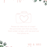 pink roses floral polite notice wedding sign - Polite notice card for wedding display - luxury wedding signage