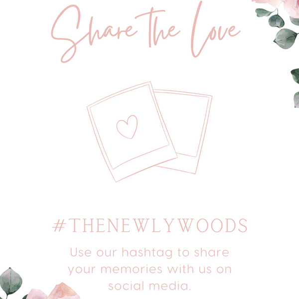 pink roses Floral Wedding Hashtag Sign for Reception Display - Personalised wedding hashtag social media sign