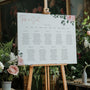 pink roses floral wedding seating plan - personalised wedding seating chart board with pink florals