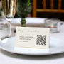 Personalised Wedding Place Cards – Elegant, custom wedding place cards with guest names, featuring a discreet QR code on the reverse for photo sharing.