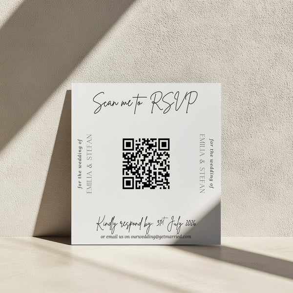 square qr code rsvp card for wedding - personalised wedding invitations RSVP cards