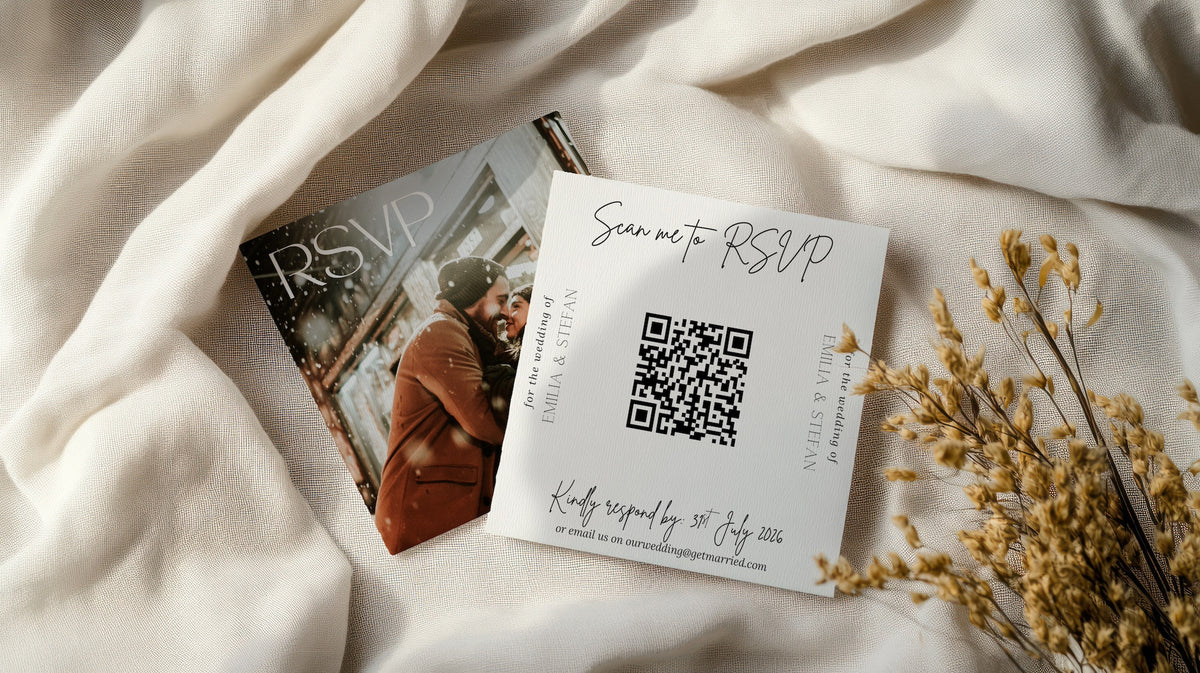 square qr code rsvp card for wedding - personalised wedding invitations RSVP cards