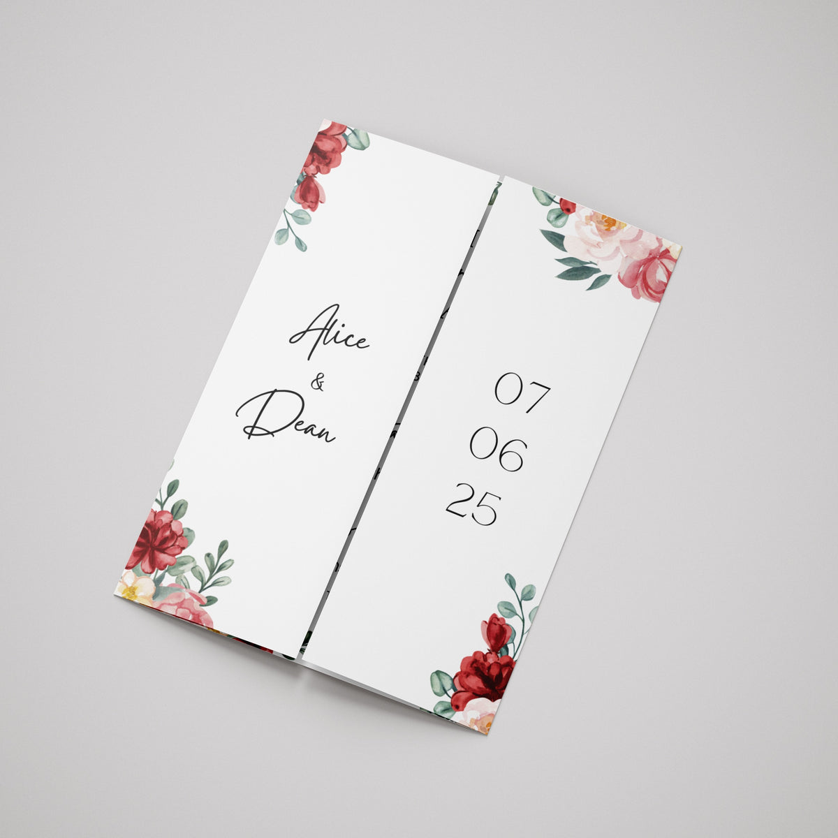 Romantic Red Floral Gatefold Wedding Invitations