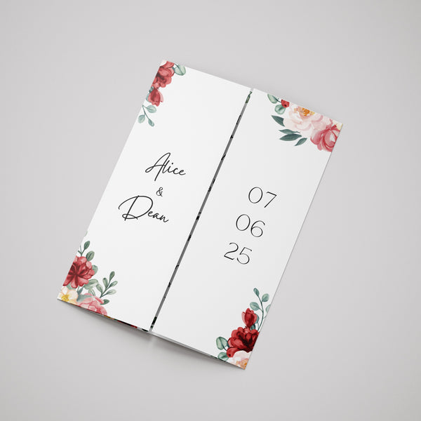 Romantic Red Floral Gatefold Wedding Invitations