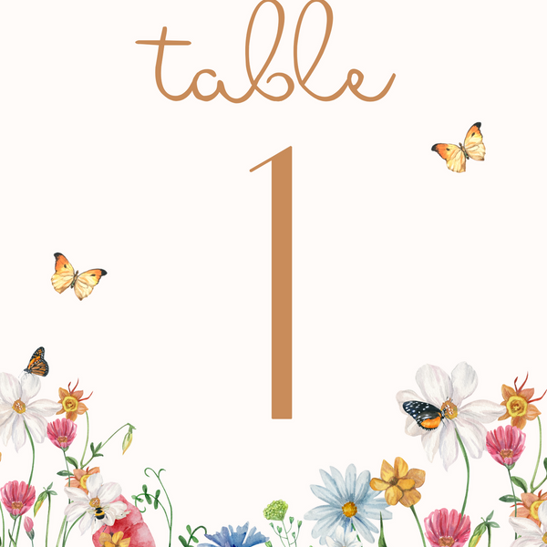 Wild Flowers Table Numbers