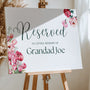 Spring Floral Reserved in Memory Wedding Ceremony Chair Sign - Pink Floral Wedding Signage - Pink Tulips Carnations Wedding Signs