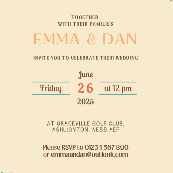 retro cream wedding invites - affordable personalised wedding invitations