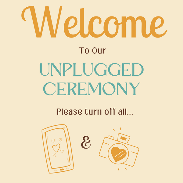 Retro Cream Unplugged Ceremony Sign