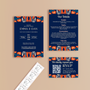 retro navy wedding stationery essentials bundle - wedding stationery bundle customised - wedding invites bundle with rsvp - personalised wedding invites rsvp bundle