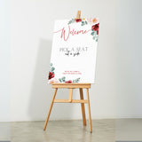 Romantic Red Floral pick a seat not a side wedding sing - personalised wedding ceremony welcome sign in romantic red florals and elegant typography. The perfect way to make a grand impression on your special day