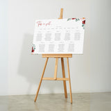 red floral seating chart - personalised floral wedding seating plan board