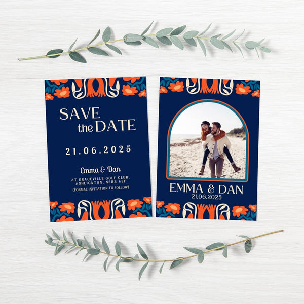 Retro Navy Save The Date