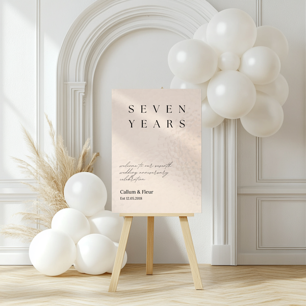 seven Years copper Anniversary Sign - Customizable Anniversary Welcome Board – A personalized anniversary sign with editable text, showcasing a modern and stylish layout.