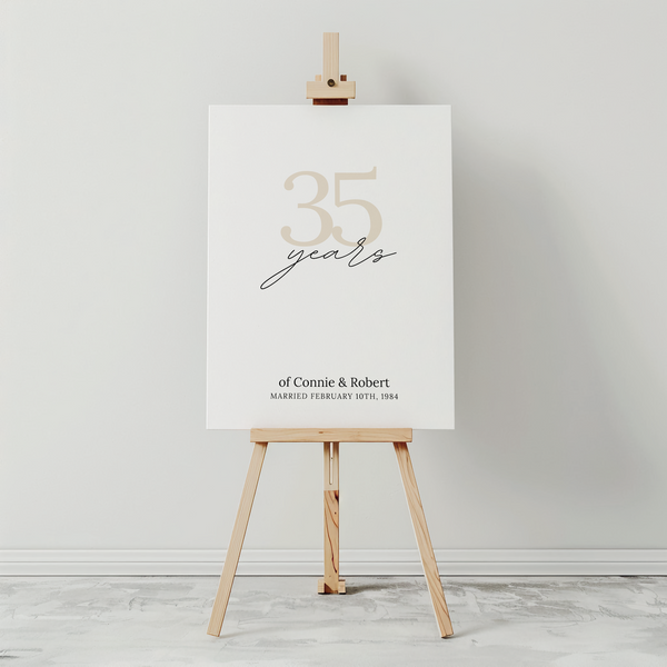Customizable Anniversary Welcome Board – A personalized anniversary sign with editable text, showcasing a modern and stylish layout.