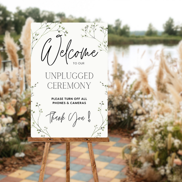 Baby's Breath Floral Unplugged Ceremony Sign