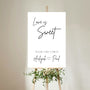 sophisticated wedding sweet table sign - personalised love is sweet sign