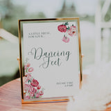Spring Floral Dancing Feet Flip-Flops Wedding Sign - Pink Floral Wedding Signage - Pink Tulips Carnations Wedding Signs