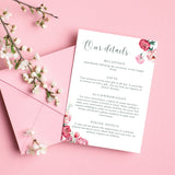Spring Floral Personalised Wedding Invitations - Pink Floral Wedding Signage - Pink Tulips Carnations Wedding Signs