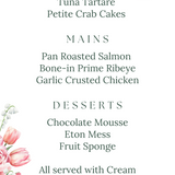 Spring Floral Wedding Menu Cards - Pink Floral Wedding Signage - Pink Tulips Carnations Wedding Signs