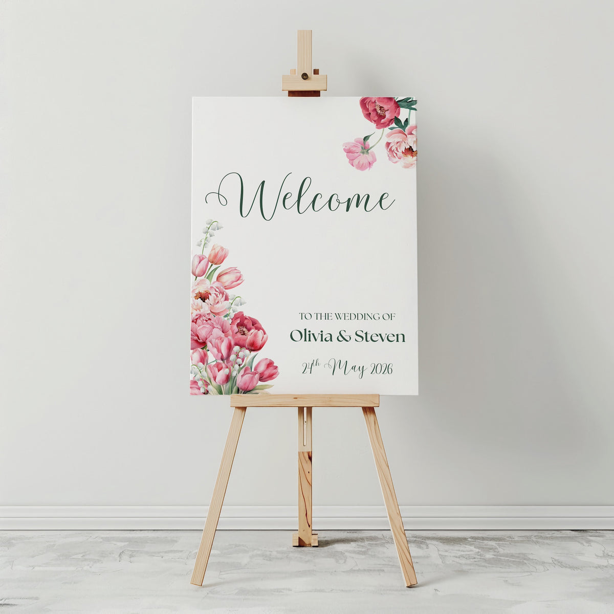 Spring Floral Portrait Welcome Sign