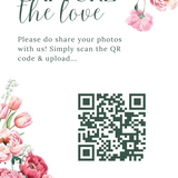 Spring Floral Capture the Love Photo Sharing QR Code Sign - Pink Floral Wedding Signage - Pink Tulips Carnations Wedding Signs