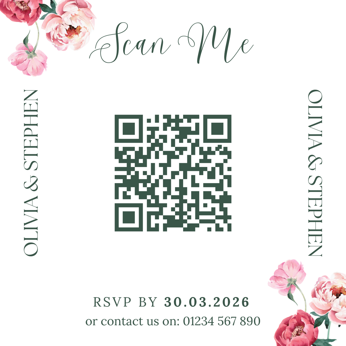 Spring Floral Wedding RSVP with QR Code