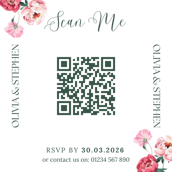 Spring Floral Wedding RSVP with QR Code