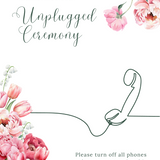 Spring Floral Unplugged Ceremony Sign  - Pink Floral Wedding Signage - Pink Tulips Carnations Wedding Signs