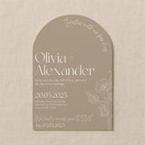 luxury arch shaped wedding invitations in stone beige - fully personalised elegant wedding invitations premium
