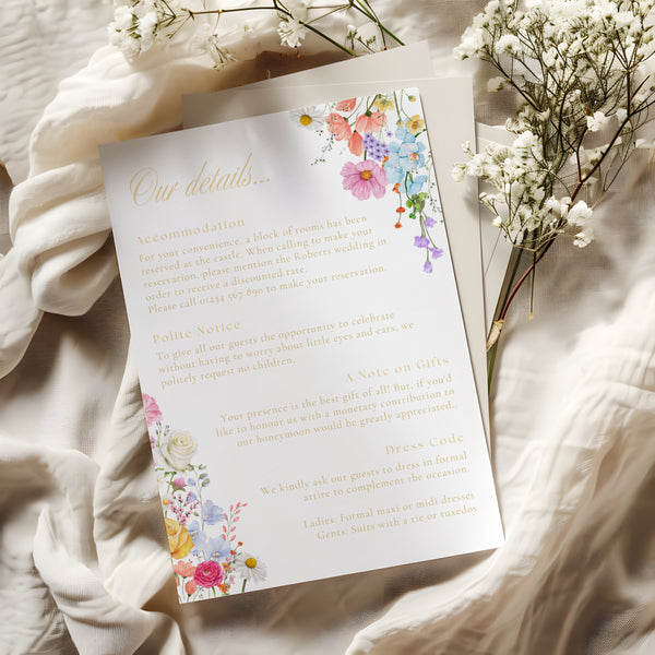 Summer Floral Wedding Invitations Personalised - Summer Collection features beautiful wedding stationery and signage with gentle summer colours, vibrant florals, and soft butter yellow text – perfect for adding a fresh, romantic feel to your special day.