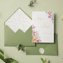 Wedding Save the Date Cards - Our Summer Collection features beautiful wedding stationery and signage with gentle summer colours, vibrant florals, and soft butter yellow text – perfect for adding a fresh, romantic feel to your special day.